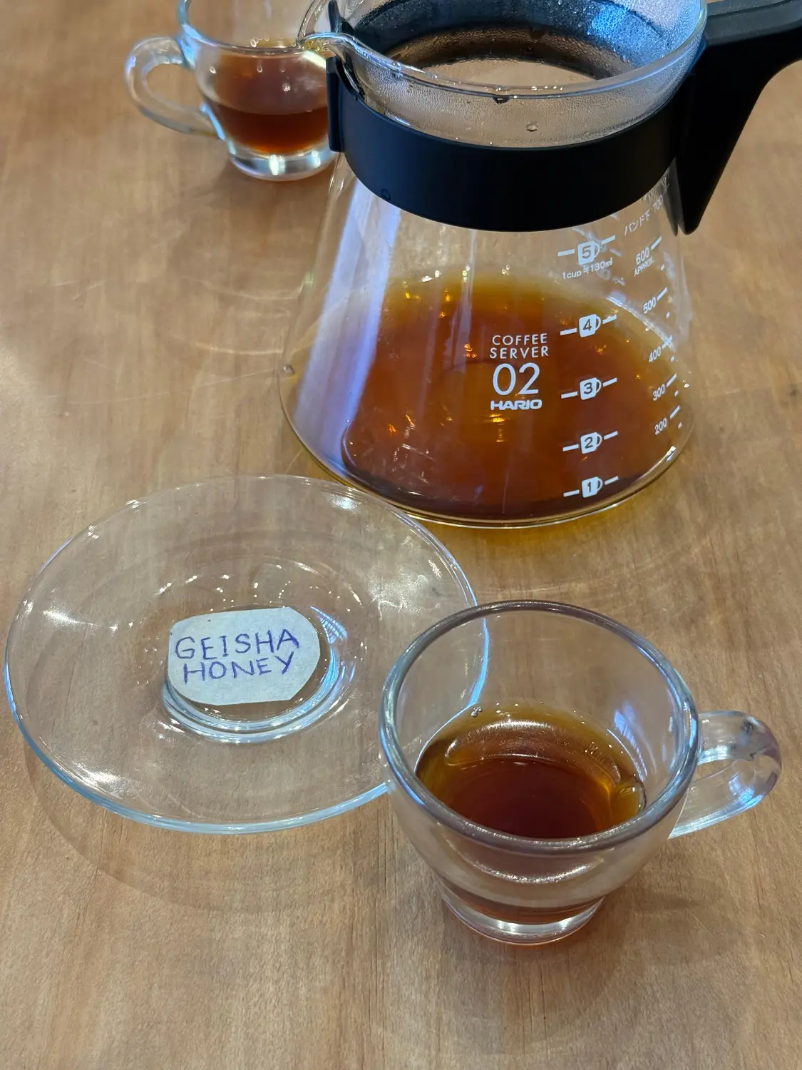 Freshly brewed single-origin coffee served for tasting